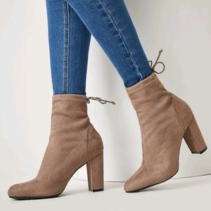 NEW Knotted Self Tie Faux Suede Ankle Boot